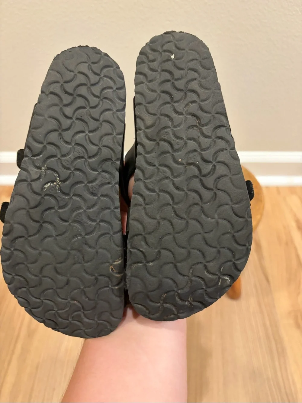 Birkenstock Kids Black Leather Buckle Sandals